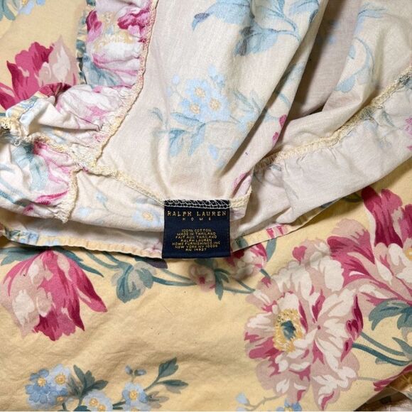 Vintage 1990s Ralph Lauren Home Parsonage Yellow Floral 4-Piece King Sheet Set - Picture 3 of 4